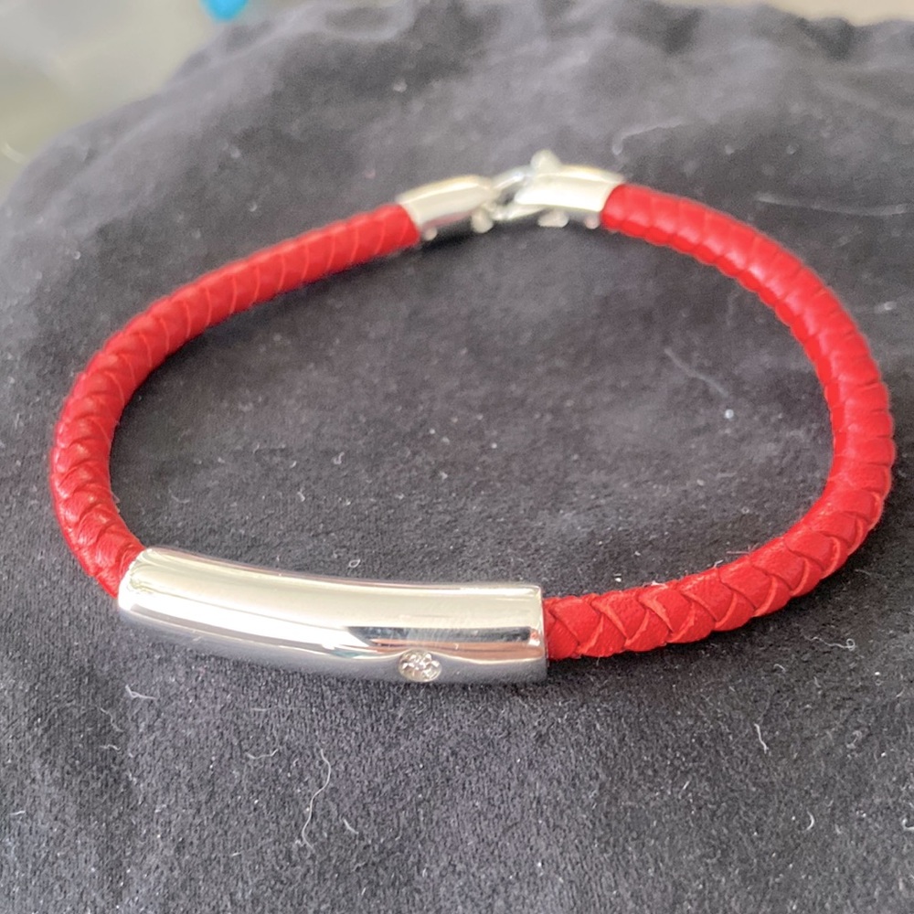 Morellato Leather Braided Bracelet Polished Steel with Natural Diamond and Clasp